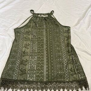 Vanity Olive Green Lace Halter Top